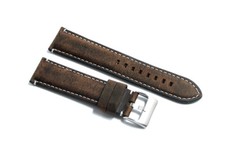 Cinturino orologio pelle kudu antichizzato imbottito marrone 22mm scamosciato