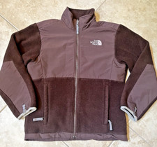 The North Face Denali Jacket Girls Size Medium Brown Fleece Coat Zipper Pockets