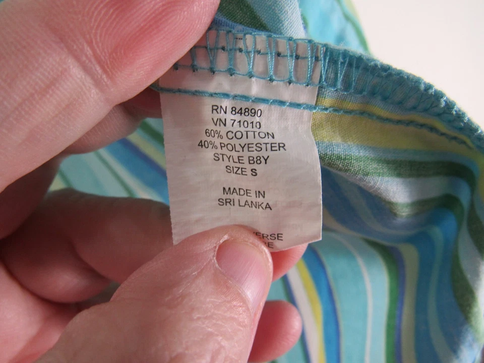 Camisa Haband Mujer Talla S Azul Multicolor Rayas Manga 3/4 Botón Delantero Foto 3 de 4