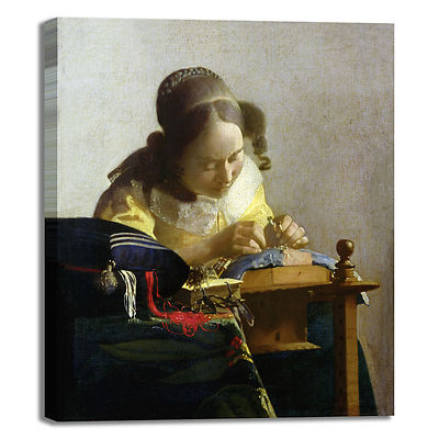 Vermeer the lacemaker design frame print canvas painted frame home furnishing 