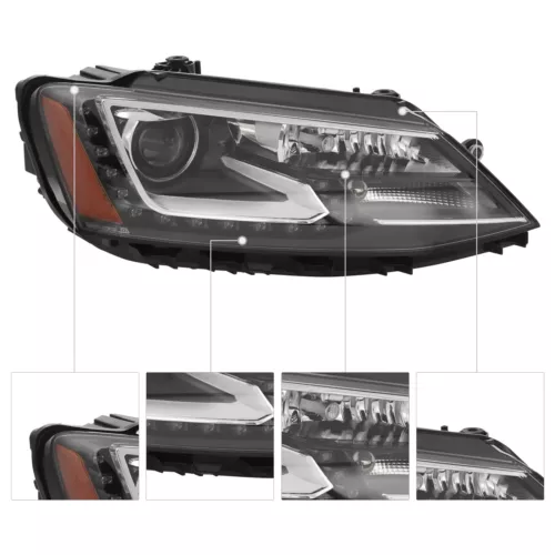 Xenon/HID Headlight Assembly w/LED DRL Left & Right Side For 2015-2018 VW Jetta - Picture 6 of 18