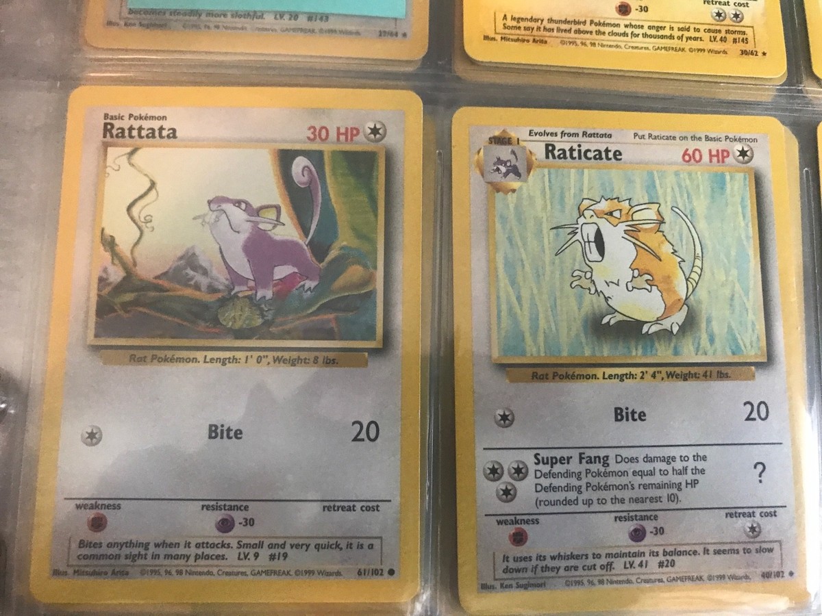 1995 rattata pokemon card value (15/16) Colorless Rarity RATTATA - Base Set 2