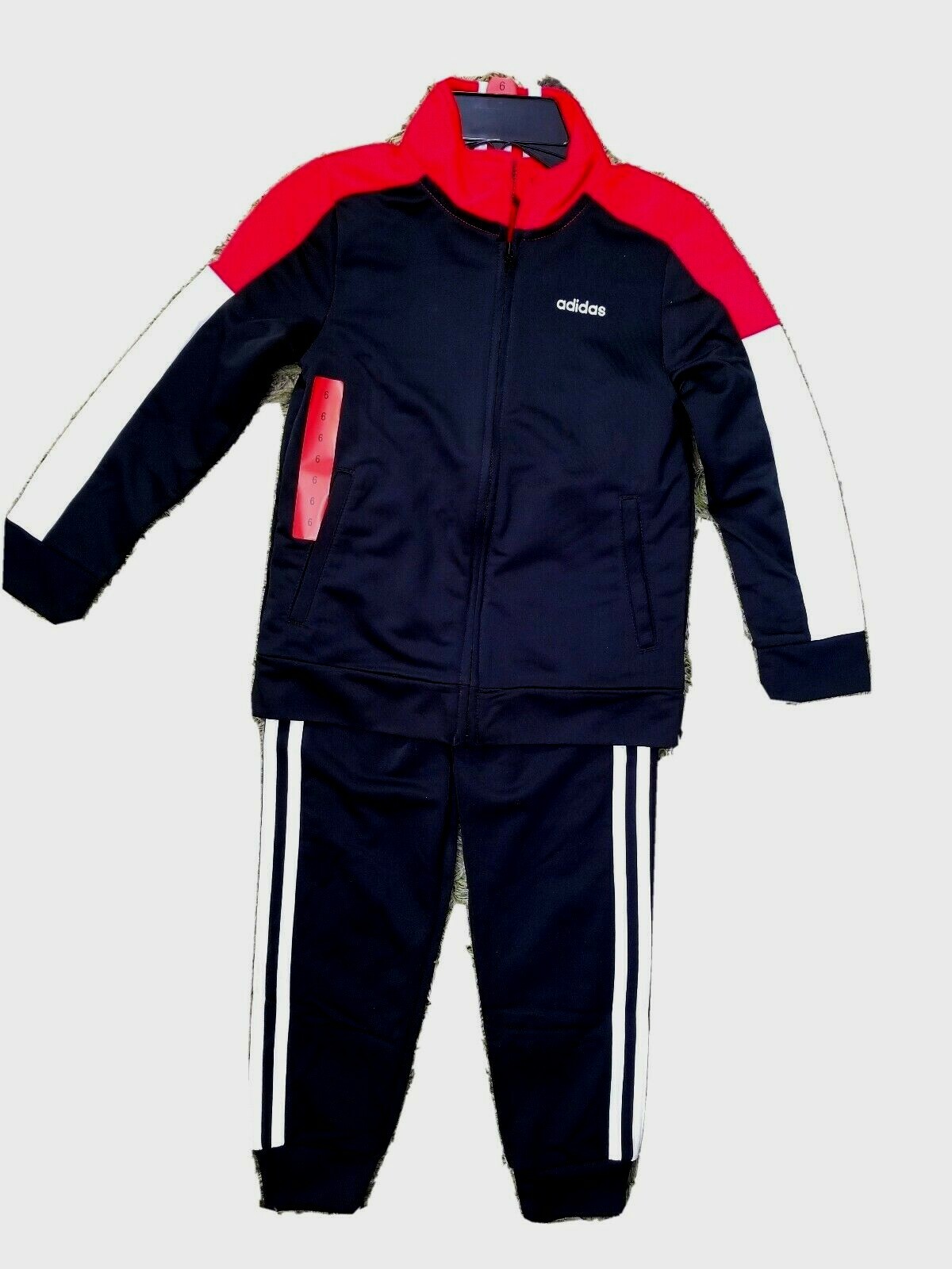 boys red adidas track suit