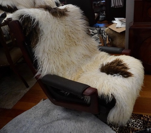 A Cascade of Natural Curls -Double Length Brown & White Icelandic Sheepskin Rug - Picture 5 of 10