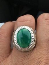 Natural Green Turquoise cabohon Cut Gemstone in a Handmade Sterling Silver Ring