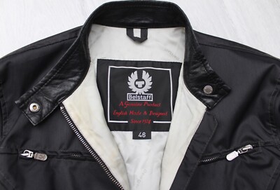 ！yt！Belstaff　GOLD-label　ナイロン　L　イタリア製 Women's BELSTAFF Gold Label Full Zip Biker Jacket Belted Leather