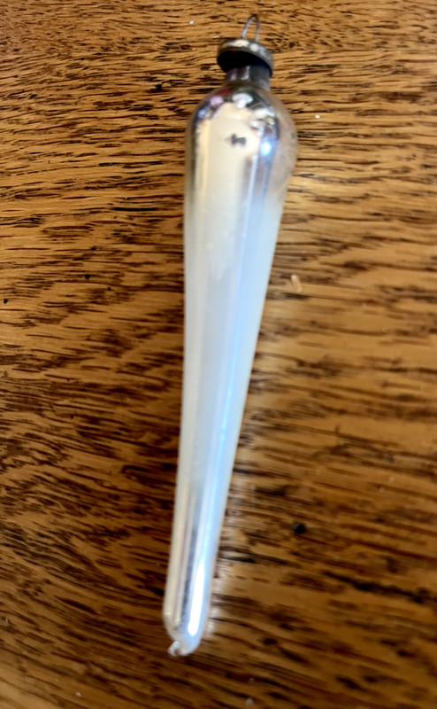 Antique Unsilvered Blown Glass Icicle Ornament 4" Free Shipping!