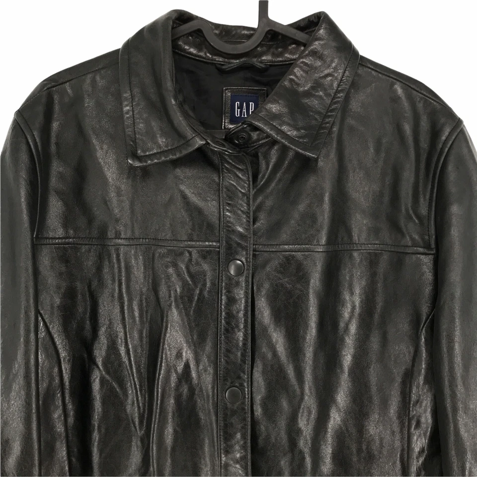 Chaqueta De Cuero Negra 100% GAP Talla L - Imagen 2 de 4