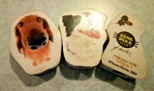 Set 3 HANA DEKA Club Collectible Yoneo Morita Dog Pencil Erasers 1.75 x 1.5" 
