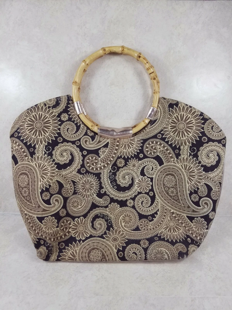 Bag Lady Mud Pie Purse Tote Bag Gold Brown Black Beach Cruise eBay