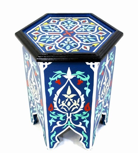 Moroccan Handmade Moucharabi Table Side Delicate Hand Painted Exquisite - Picture 4 of 4