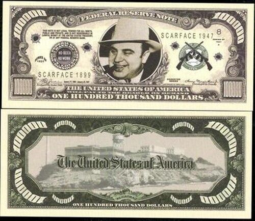-schein Scarface Al Capone Cent Mille Dollar Collection Mafia US Ganove Million - Afbeelding 1 van 1