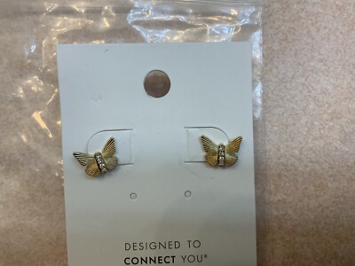 ALEX AND ANI Butterfly N Crystal Stud Earrings NWT!