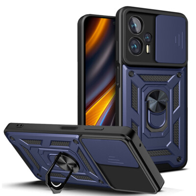 For Xiaomi Poco F4 X4 Pro 5G 10C M4 Pro mi 12 Lite Slide Camera Ring Stand Case
