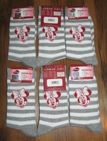 6 Paar Disney Micky Maus Minnie Socken Gr. 35-38 Grau-Weiß Gestreift