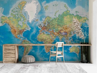 3D Ocean World Map Wallpaper Wall Murals Removable Wallpaper