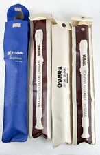 Lot Of Four Vintage Recorders Yamaha Suzuki Soprano Baroque With Cases