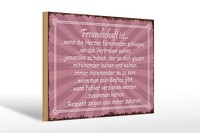 Holzschild Spruch 30X20 Cm Freundschaft Ist Wenn Herze Deko Schild Wooden Sign