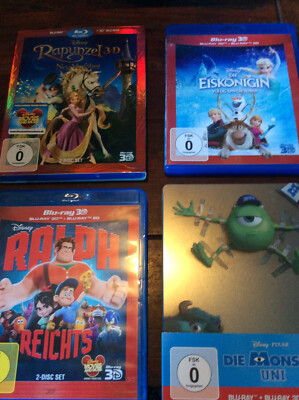 DISNEY [4x 3D BLU RAY 2D]Monster Uni Steelbook Ralph reichts Eiskönigin Rapunzel