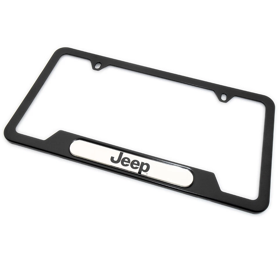 Marco de matrícula Jeep 93-22 montaje delantero o trasero logotipo Jeep Mopar NUEVO Foto 2 de 3