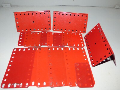 Meccano Flexplatten, Klappflachplatten, Teilenos 188, 191, 198 rot 18 Stück