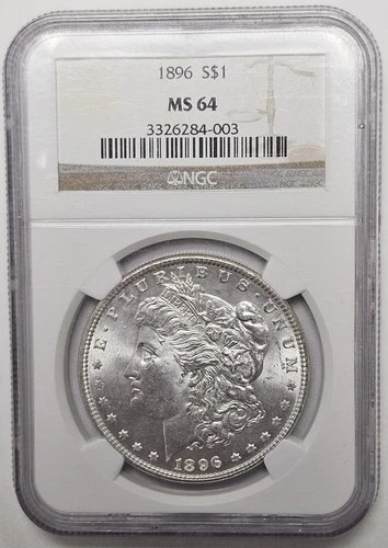 1896 P Philadelphia Mint Morgan Silver Dollar $1 90% Silver NGC MS 64