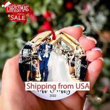 Our First Christmas Married Ornament Personalized Photo Ornament Custom Ornam...