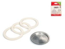 replacement Set 3 Gaskets And 1 Filter Bialetti Moka For 3/4 Cups