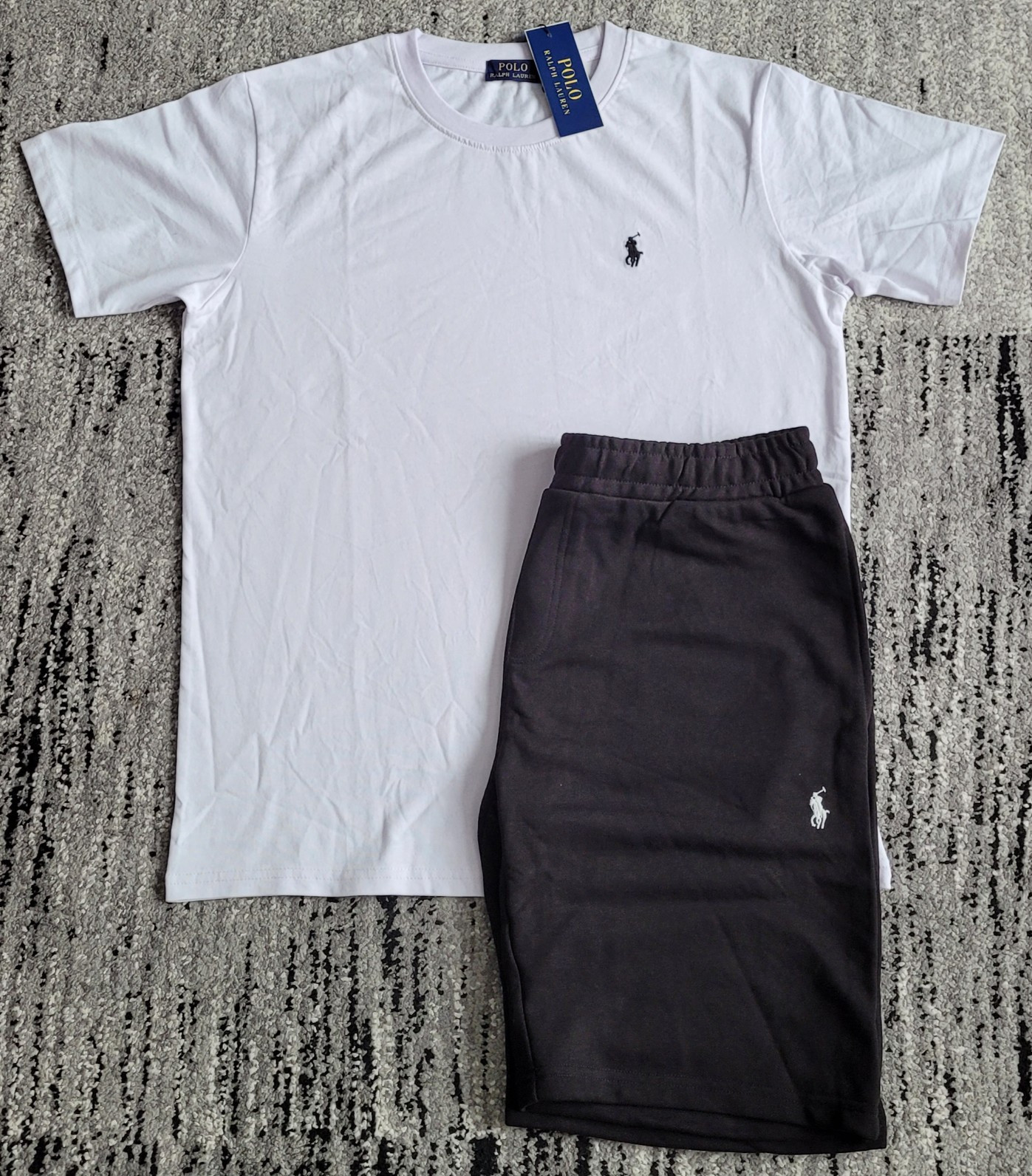 Polo Ralph Lauren Men’s White/Black 2pc Set Logo Tee Shorts Size L