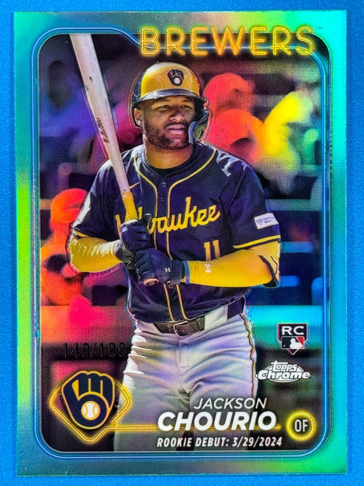 2024 Topps Chrome Update AQUA Refractor #USC30 Jackson Chourio Rookie RC #/199