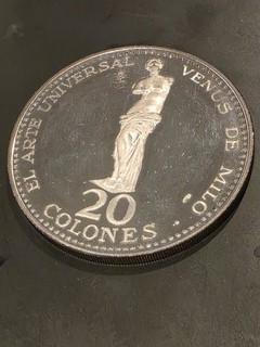 Costa Rica 1970 20 Colones Venere De Milo Proof moneta argento .999 bassa coniazione
