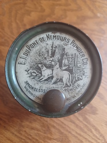 Ancienne E.I. vintage Fusil de chasse en étain poudre sans fumée DuPont de Nemours Powder Co. - Photo 12/13