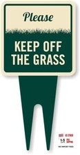 Please Keep Off The Grass Yard Stake Sign, 6" x 12", 120 mil Aluminum