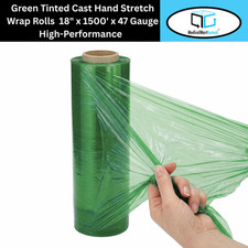 8 Rolls 18"x 1500' 47 Gauge Cast Pallet Stretch Wrap Tint Green Hand Shrink Film
