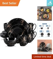 Chic 16-Piece Dinnerware Set with Gold Splash - Perfect for Entertaining