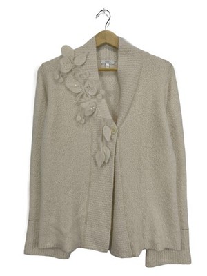 ESCADA Strick Cardigan Damen Strickbekleidung Gr. DE 40 creme Casual-Look