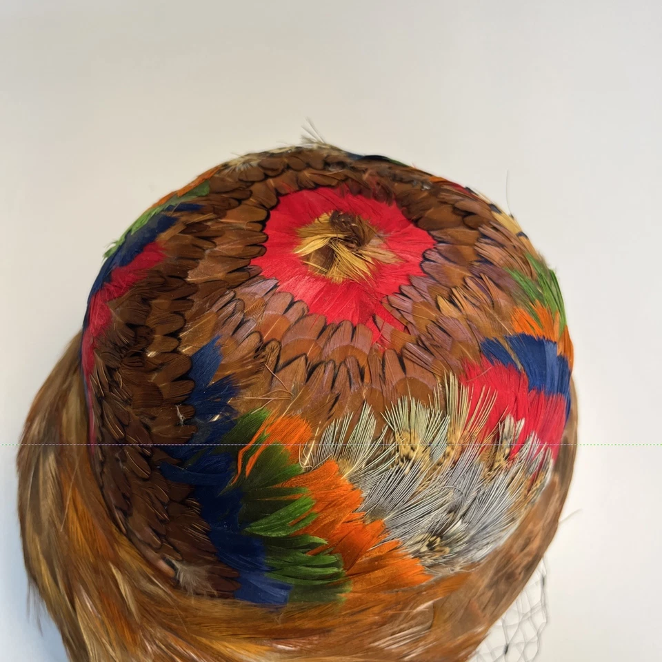 Винтажная шляпа Gibbe Париж Нью-Йорк пернатый бархат средний - Изображение 4 из 4