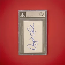Dwight Clark Signed Index Card Autographed BAS Slabbed San Francisco 49ers