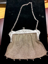 Amazing Antique Sterling Silver Chain Mail Mesh Purse w/ Kiss Lock 138 gr