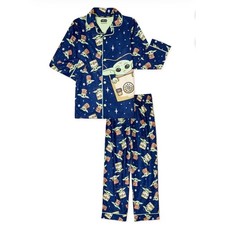 Star Wars Mandalorian Baby Yoda Boys Pajama Set Size 4/5 XS Navy Blue NEW