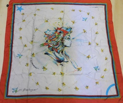 FOULARD 100% Reine Seide Silk Soie Vintage Damen Tratti (564) 86m x 88cm
