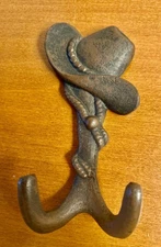 Cast Iron Hat with Hooks Country Western Wall Rack Excellent Condition
