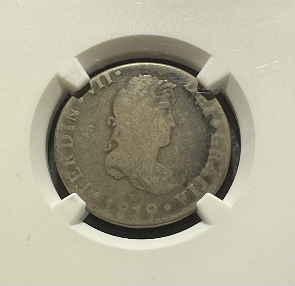 Mexico 1819MoJJ 2 Reales Silver Coin: Ferdinand VII-NGC G6 - Image 2 of 4