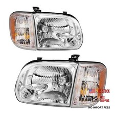 Headlight Assembly, Chrome Headlights Compatible with 2005-2006 Chrome-Amber