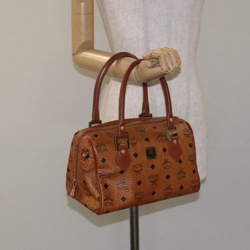 MCM Logogram Vicetos Hand Bag PVC Leather Brown Gold Auth th6107 - Picture 22 of 22
