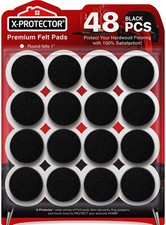 Felt Furniture Pads X-Protector - 48 PCS 1" - 48 Black, Round, Black
