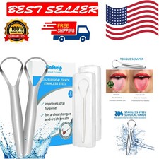 2-Pack Stainless Steel Tongue Scrapers for Adults  Kids - Breathe Fresh