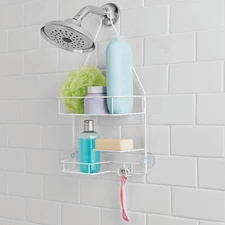 Mainstays White Shower Caddy, 2 Shelves Soap Tray, Hanging Durable Organizer
