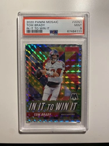 2021 Panini Mosaic Tom Brady In It to Win It #WIN1 Mosaic Prizm Buccaneers PSA 9