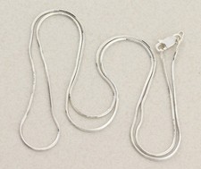Sterling Silver Square Snake Chain Necklace Shiny 24" inch